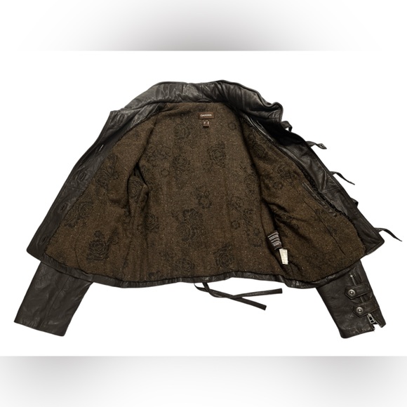 Vintage brown leather biker style jacket size large - Picture 3 of 7